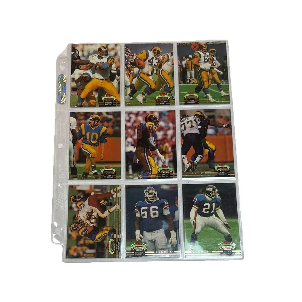 Vintage 1992 Topps Stadium Club NFL Player Cards 11 Sleeve Pages Lot 99 Cards